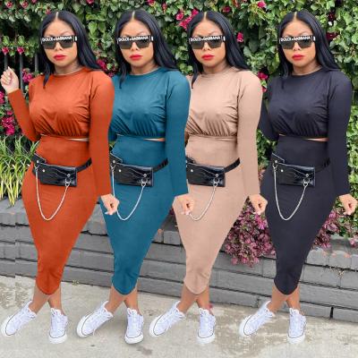 China Anti-Static Women Fall Sets Solid Color Long Sleeve Women's Clothing Fall 2021 Women's Sets for sale