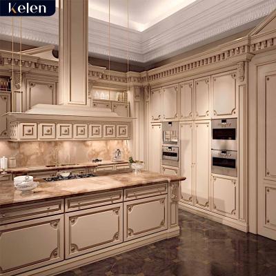 China 2021 American Royal New Style Latest Design 3D Kitchen Furniture Modern Solid Wood Kitchen Cabinets for sale