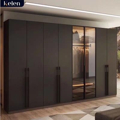 China Customized Modern Luxury Single Storey Wooden Solid Wooden Cabinet Baby Organizer Kids Furniture Slide Glass Door MDF Bedroom Wardrobe for sale