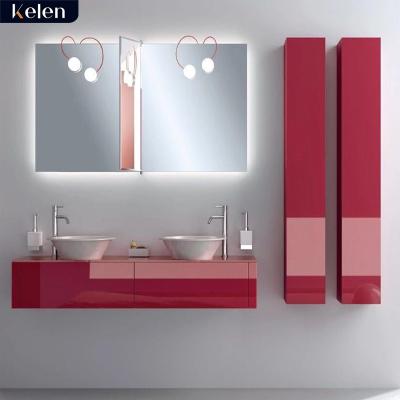 China 2021 New Modern Luxury Modern Bathroom Vanity Mirror Waterproof White Basin Cabinet Hanging Bathroom Cabinets Set for sale