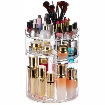 China 360 Rotation Beauty PS Cosmetics Large Display Cases For Lipsticks Brushes Makeup Drawers Storage Dustproof Clear Plastic Organizer for sale