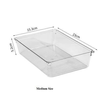 China Wholesale Plastic Living Room PET Kitchen Stackable Container Storage Boxes Bins Fridge Drawer Fridge Organizer Food Storage Container for sale