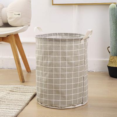 China Farmhouse Laundry Hamper Storage Basket Cotton Canvas Folding Canvas Laundry Hamper for sale