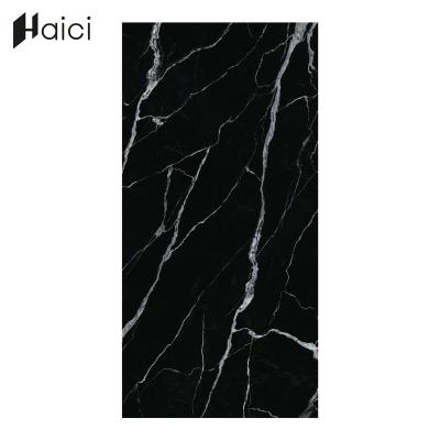 China High Temperature resistance OEM/ODM 1600 x 3200 mm Caesar Black kitchen countertops Artificial Sintered Stone for Dining Table for sale