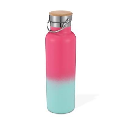 China High Quality Custom PORTABLE Logo Water Bottle Standard Mouth Double Wall Vacuum Insulated Bottle With Bamboo Lids for sale