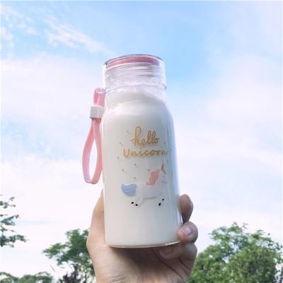 China Durable Unbreakable 350ML Glass Portable Water Bottles Milk Girls Kids Water Bottle With Custom Logo for sale