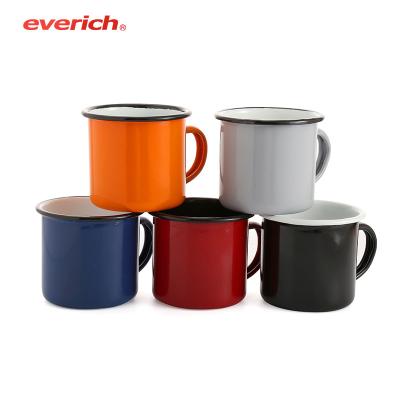 China Viable Visual Impact Contrast Color Vintage Enamel Coffee Cups Imitation Mug for sale