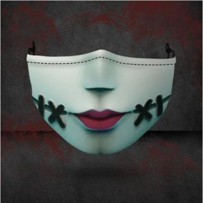 China Fashiom Fashion 3D Digital Print Halloween Masks Custom Made Reusable Washable Facemask Polyester Party Masks for sale