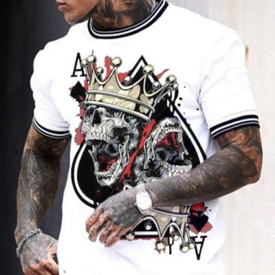 China Highest Quality White Tee Crown Anti-pilling Skull Printed Custom Street Wear Personality Mens Stylish Slim Fit T-Shirts for sale