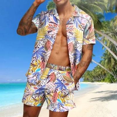 China Anti-pilling Accept Custom Made Male Shirts Two Piece Shirt With Pants Suit Summer Casual Men's Hawaii Beach Suit Wholesale for sale