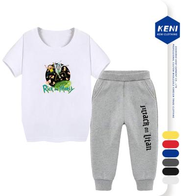 China 2021 Summer Designer Casual 100% Cotton Kids Wear T Shirt Set For Boys And Girls for sale