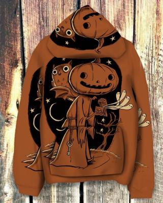 China Halloween Main Horror Anti-wrinkle Pumpkin Zombie Series Orange Hoodie Plus Size Designer Custom Fashion Printing Long Sleeve Hoodies for sale