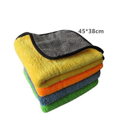 China 45*38cm Quick Dry Thickened Super Absorbent Coral Fleece Clean Towel, Two Color Car Wash Double Sided Towel for sale