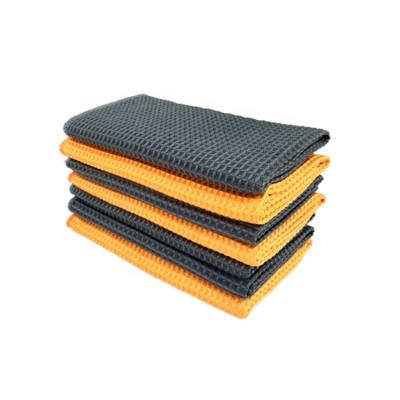 China Microfiber Quick Dry Towel Weave Waffle Weave 40*40cm Dark Border For Clean Wash Station Detailing for sale