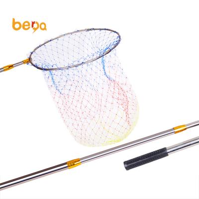 China Pole Handle Folding Nylon Mesh Fly Fishing Landing Net Stainless Steel Telescopic Fishing Net for sale