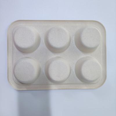 China Disposable Disposable Food Cake Party Tray With Bagasse 6 Compartments Biodegradable Tray for sale