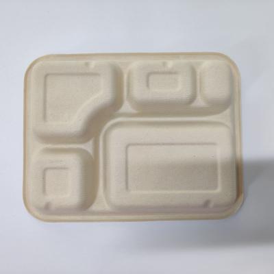 China Biodegradable Biodegradable Sugarcane Bagasse Disposable Take Out Food Tray Container Eco Friendly Lunch Vegetables and Meat Trays for sale