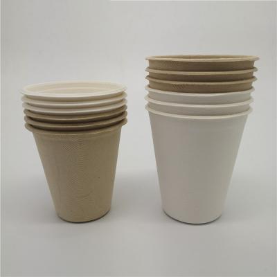 China Custom Eco Friendly Biodegradable Sugar Cane Bagasse Disposable Paper Coffee Cup With Lid for sale