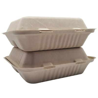 China Disposable Disposable Desechables 9*9inch Food Container Sugar Cane Bagasse Lunch Box for sale