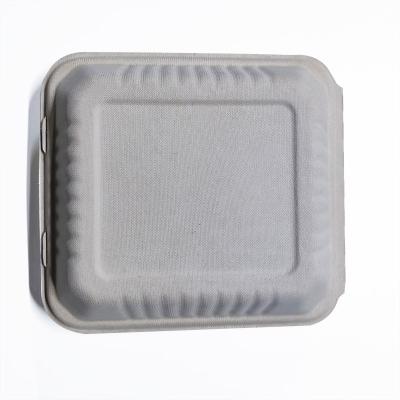 China Disposable Biodegradable Food Wrap 2 Compartment Bagasse Food Wrapper With Lid for sale