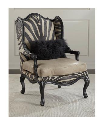 China Wilder Wing Leather Armchair Persistent Hot Selling Home Furniture Home Use Zebra Single Solid Wood Lounge Chair for sale