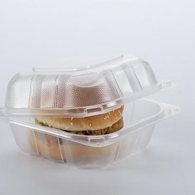 China Sturdy Disposable PP Hinged Lid Microwavable To Go Containers For Food Clear 6x6 Hot Dog Salad Clamshell Pie Plastic Container With Lids for sale