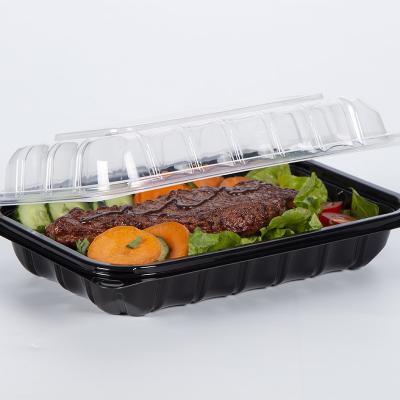 China 9x6 Togo Container Boxes Black With Clear Double Color Lid Restaurant Reusable Microwavable PP Food Box Clear Plastic To Go Containers for sale