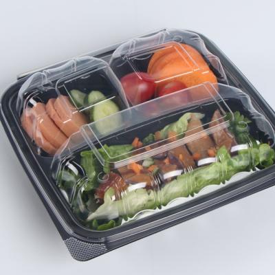 China 9x9 Microwavable Vented Restaurant Togo Container Plastic Salad Plates Eco 1 Color Two Compartment Food Boxes Hinged To Go Containers for sale