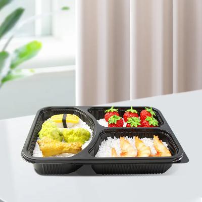 China Factory Microwavable Food Containers 3 Compartment Bento Food Storage Lunch Boxes Disposable Plastic Meal Prep Containers for sale