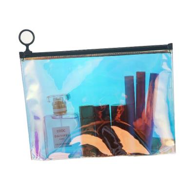 China Recyclable Custom Holographic Cosmetic Bag Travel Toiletry PVC Waterproof Makeup Pouches for sale