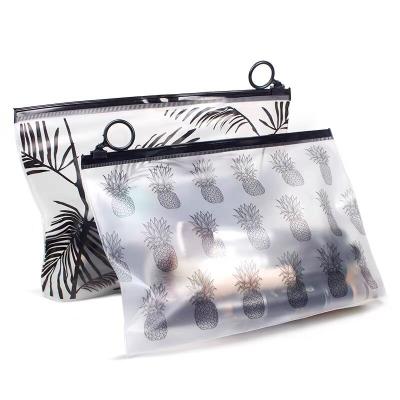 China Transparent PVC Toiletries Zipper Recyclable Frosted Cosmetic Bag With LOGO for sale