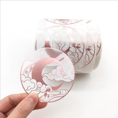 China Barcode Rose Gold Custom Printing Sticker, Round Waterproof Thank You Clear Gold Foil Luster Packaging Label Stickers for sale