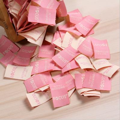 China Factory direct washable high quality cheap hot sale custom pink woven cotton fabric labels for sale