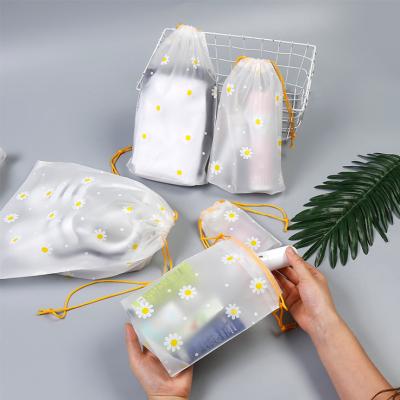 China Moisture Proof Biodegradable Bag PVC Plastic Drawstring Bag Frosted EVA Bag Custom Printed Clothing Packaging for sale