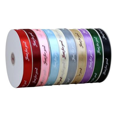 China High tenacity custom logo print 100 yards silk satin ribbon; Flower Gift DIY Christmas Wedding Polyester Ribbon for sale