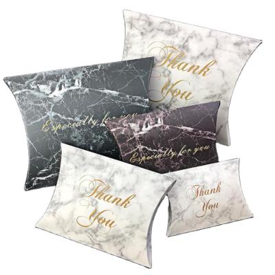 China Wholesale Custom Logo Handmade Luxury Marble Pattern Small Jewelry Packaging Pillow Box For Beauty Accessories for sale