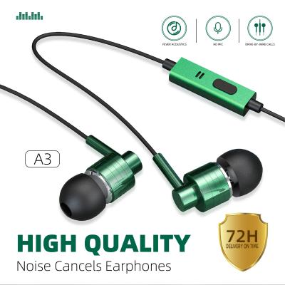 China A3 In-ear wired high-end earphone in ear alloy shell wired music hi-fi headset with microphone earphone earbuds metal earphone for sale