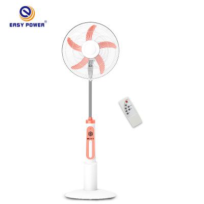 China Modern Easy Power 16 Inch Stand Fan With Rechargeable Battery Remote Control Solar Fan For Emergency for sale