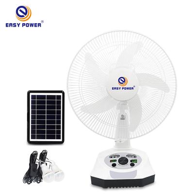 China 16 Inch Modern Portable Tabletop Fan Solar AC DC Rechargeable Fan With Solar Panel Lights Home for sale