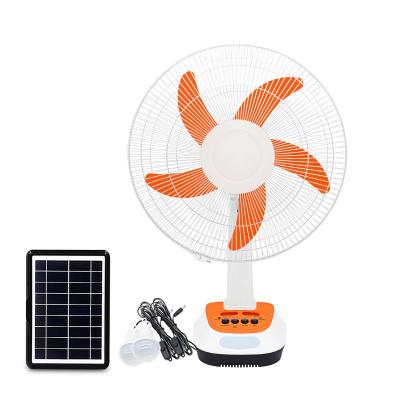 China 16 Inch Modern Portable Tabletop Fan Solar AC DC Rechargeable Fan With Solar Panel Lights Home for sale