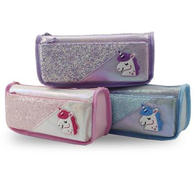 China Unicorn Gift Two Zipper Pencil Cases Durable Unicorn Bags Storage Bag Kids School Office School Pencil Case for sale