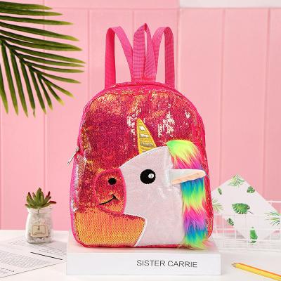 China Waterproof 2021 fashion girls kids size school unicorn pink backpack wholesale embroidery cute leather animal mini PU for sale