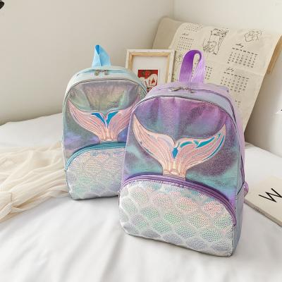 China 2021 PVC Women's Casual Little Girl Backpack Laser Mermaid Holographic Backpack Bag Waterproof PVC Women's Candy Colored Small Laser Bag for sale