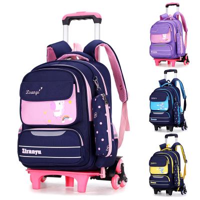 China ROLLING Custom Design Girls Trolley Backpack 3d Kids School School Bags With Wheels for sale