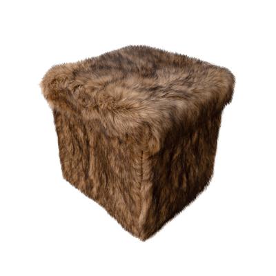 China Home Decoration Faux Fur Collapsible Collapsible Storage Stool for sale