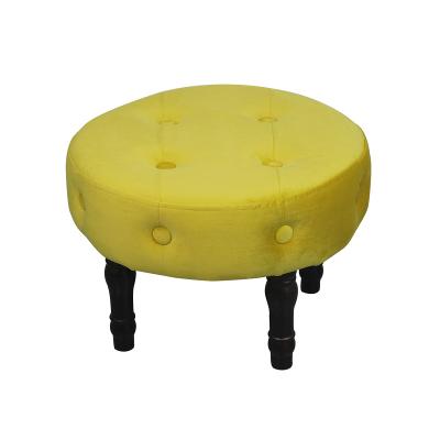 China High Quality Removable Cover Home Furniture With Four Foot Velvet Round Stool With Wooden Legs for sale