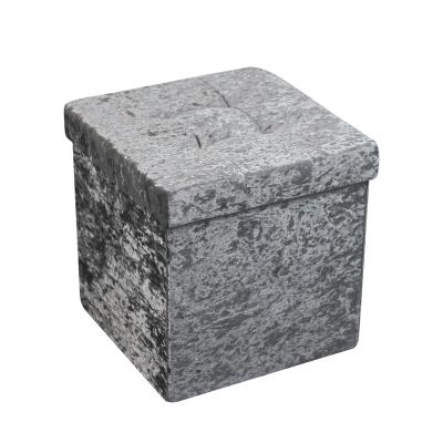 China Removable folding decorative cube folding velvet cover storage portable stool in storage box for sale