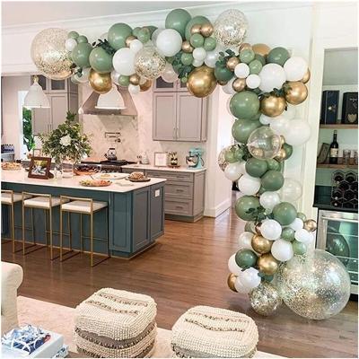 China Morden Birthday Balloon Arch Kit Balloons Retro Green Confetti Globo Baby Shower Gold Chrome Balloon Arch Garland Kit Birthday 119pcs for sale