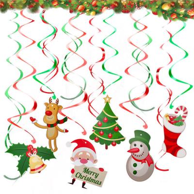 China Morden Merry Christmas Hanging Swirl Decorations Ceiling Swirl Christmas Decoration Cutout Hanging Snowman During Knocks Santa Claus for sale