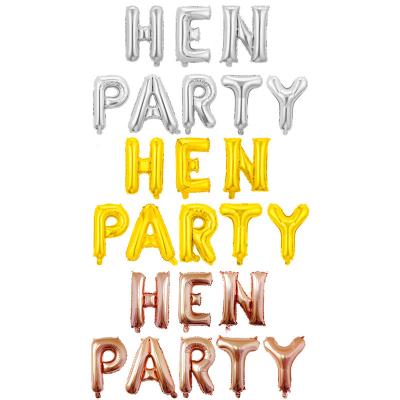 China Promotional Toy Hen Party Inflatable Letter Foil Balloons 16 Inch Bachelor Party Decoration Gold for sale